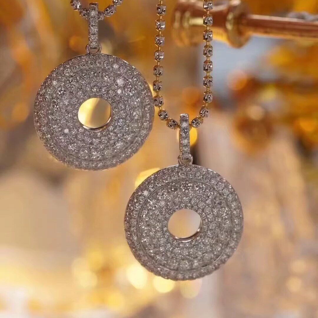 48克拉天然南非高品质钻石圆饼吊坠真金真钻送证书