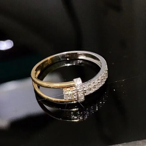 分色工艺18K金女镶嵌 0.25克拉天然南非高品质钻石戒指真金真钻石
