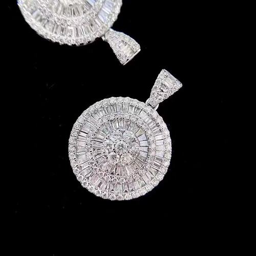 18K白金女镶嵌0.8克拉天然南非高品质钻石满钻吊坠真金真钻送证书