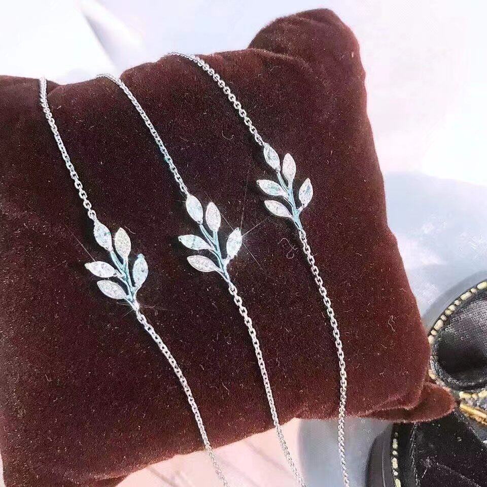 19克拉天然南非小钻碎钻钻石橄榄枝手链真金真钻