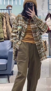 专柜撤柜正品 正品 外套 剪吊牌 柚丁洋气格子绵羊毛衬衫