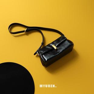麦渔人《黑金》软牛皮腋下包包女高级感小众设计轻奢古着vintage