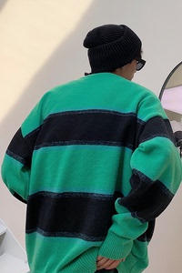 现货22 秋冬男女同款套头圆领条纹毛衣针织衫外套 B327-BKM03-P68图片