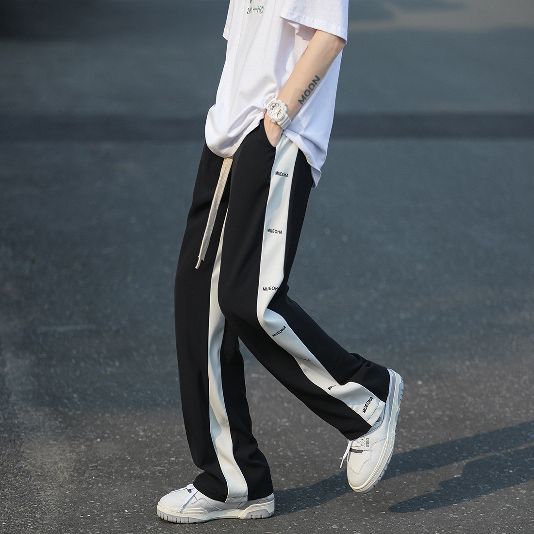 品质款抖音直播款男女宽松休闲裤垂感冰丝裤K08-P55尺码S-5XL,男装休闲裤,电商B327