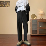 秋冬港风男士休闲西裤修身直筒黑色小西裤B327-K107-P45S-3XL，男装西裤，电商B327