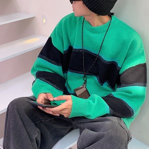 秋冬男女同款套头圆领条纹毛衣针织衫上衣毛线衫  BKM03-P68图片