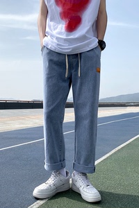 四季款男士夏天蓝色休闲牛仔裤宽松直筒裤子 N12-P40图片