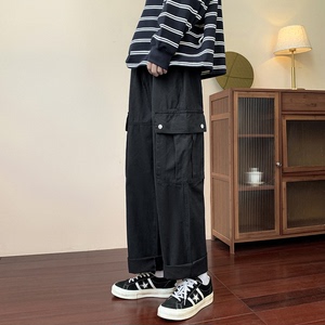 主推有扶持价~K106-P60秋冬纯棉水洗休闲工装裤男女宽松拖地裤