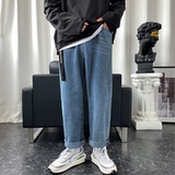 加绒P50~港风ins纯色百搭休闲牛仔裤宽松直筒裤N18-P40控58，男装牛仔裤，电商B327