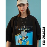 抖音直播200克港风男女中性短袖T恤休闲体恤T28-P25控38，男装T恤，电商B327