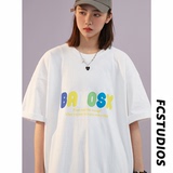 抖音直播200克港風(fēng)男女中性短袖T恤休閑體恤T18-P25控38，女裝T恤，電商B327