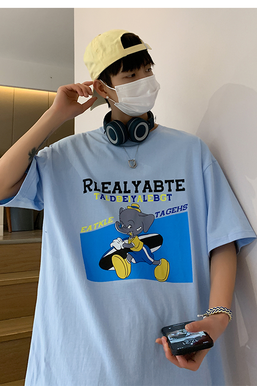 主推2022纯棉夏天男女港风宽松印花短袖T恤衫teeT28-P25,男装T恤,电商B327