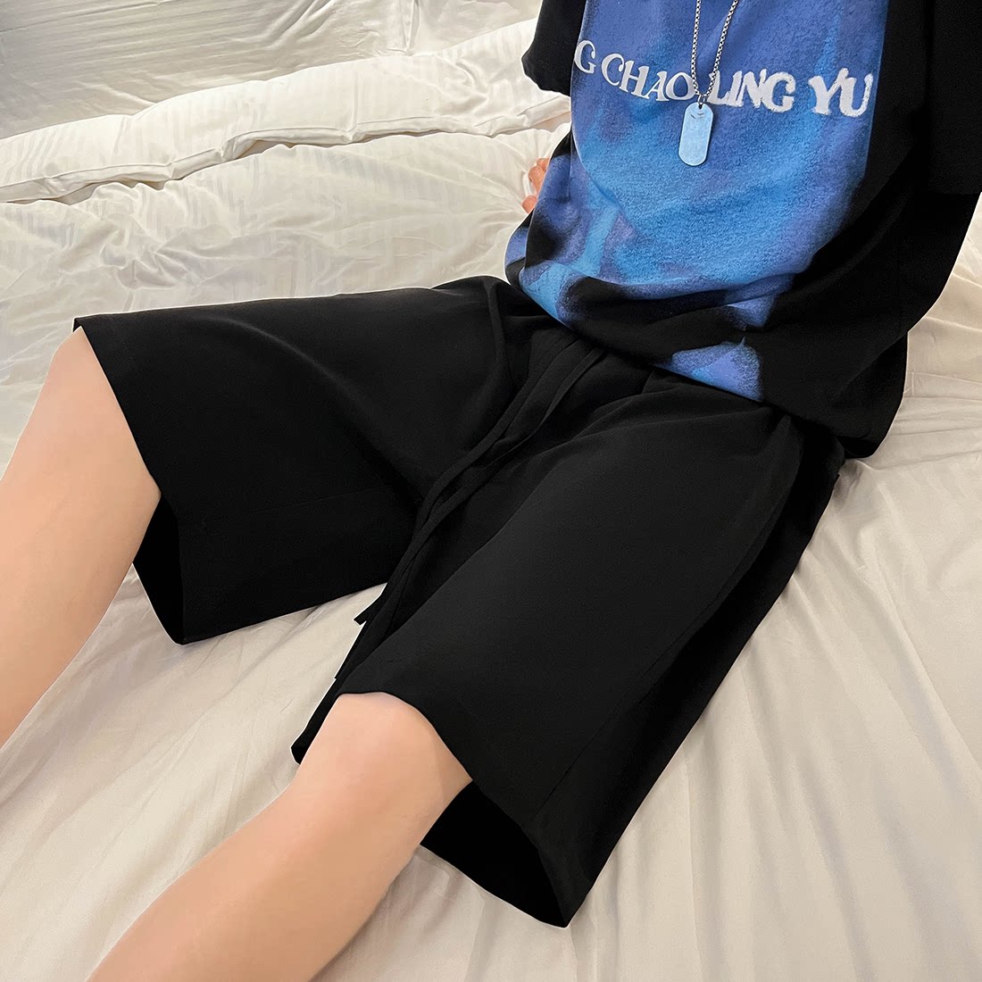 DK25-P40直播款高品质冰丝面料男士宽松直筒休闲短裤西装短裤，男装牛仔裤，电商B327