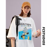 抖音直播200克港风男女中性短袖T恤休闲体恤T28-P25控38，男装T恤，电商B327