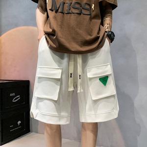 DK28-P38 尺码 M-5XL 宽松直筒华夫格休闲短裤五分裤中裤沙滩裤图片