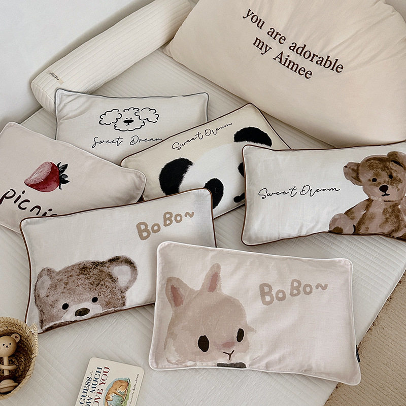 儿童成人卡通枕头套全棉双层纱