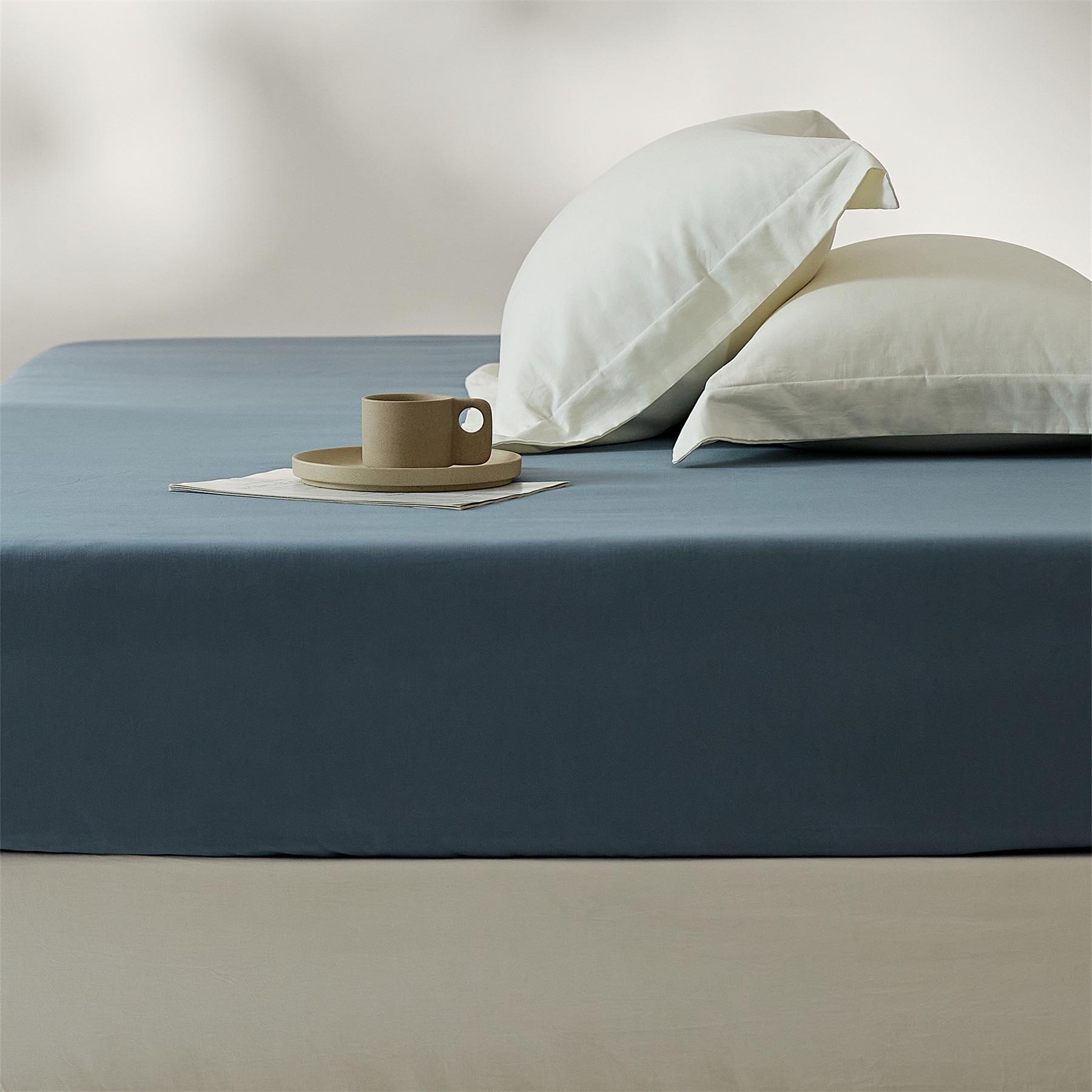 秋冬加厚简约纯色全棉50支双股长绒棉磨毛被套单件枕套床笠床单