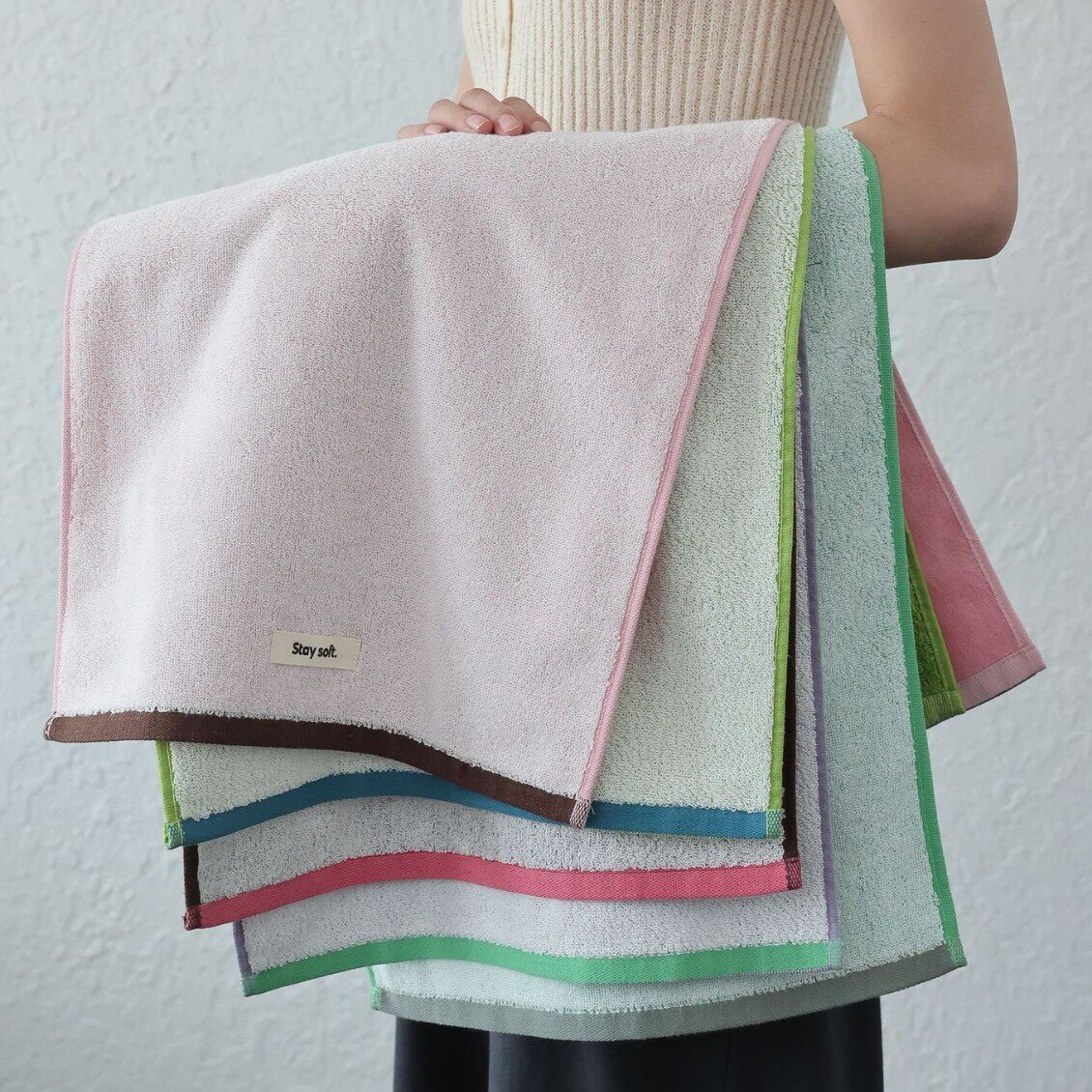 ins韩版AB面撞色色织毛巾 精梳全棉洗脸毛巾 家用吸水洗澡浴巾