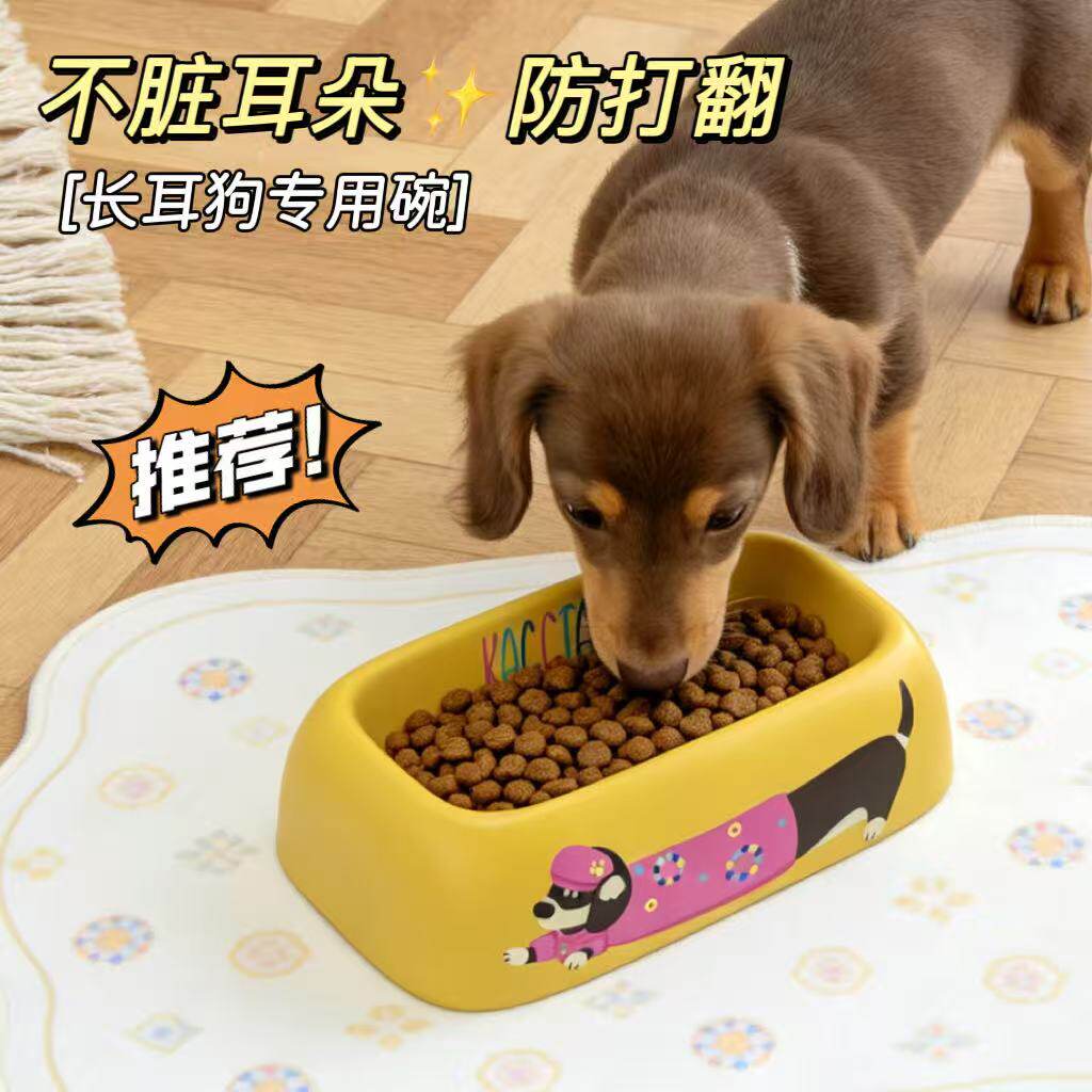 狗狗碗陶瓷饭碗小型犬腊肠查理王长耳狗食盆狗碗吃饭宠物碗