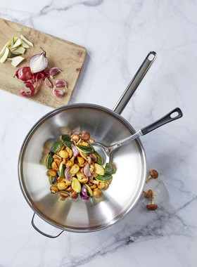 德国进口双立人32cm不锈钢炒锅中式单柄炒锅比利时产40998-032