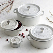 法国原装 进口Staub珐宝松露白圆形铸铁珐琅锅汤煲汤锅炖锅