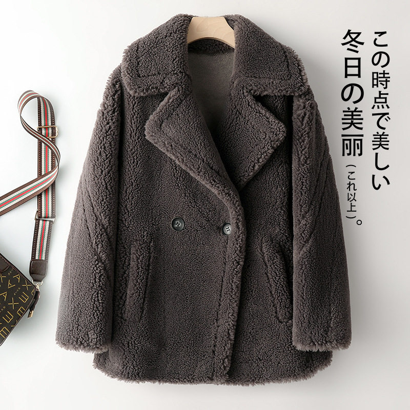 2025冬季新款颗粒羊剪绒大衣女中长款泰迪羊羔毛皮毛一体皮草外套