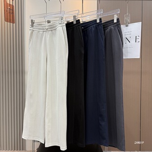 卫裤 运动风 休闲裤 松紧高腰显瘦裸感莱赛尔空气棉直筒裤 女 春新品