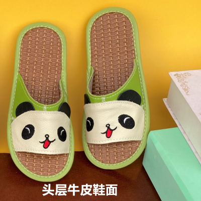 真皮男孩儿童居家全皮卡通小孩女童夏季通头软底纯皮牛皮凉拖鞋熊
