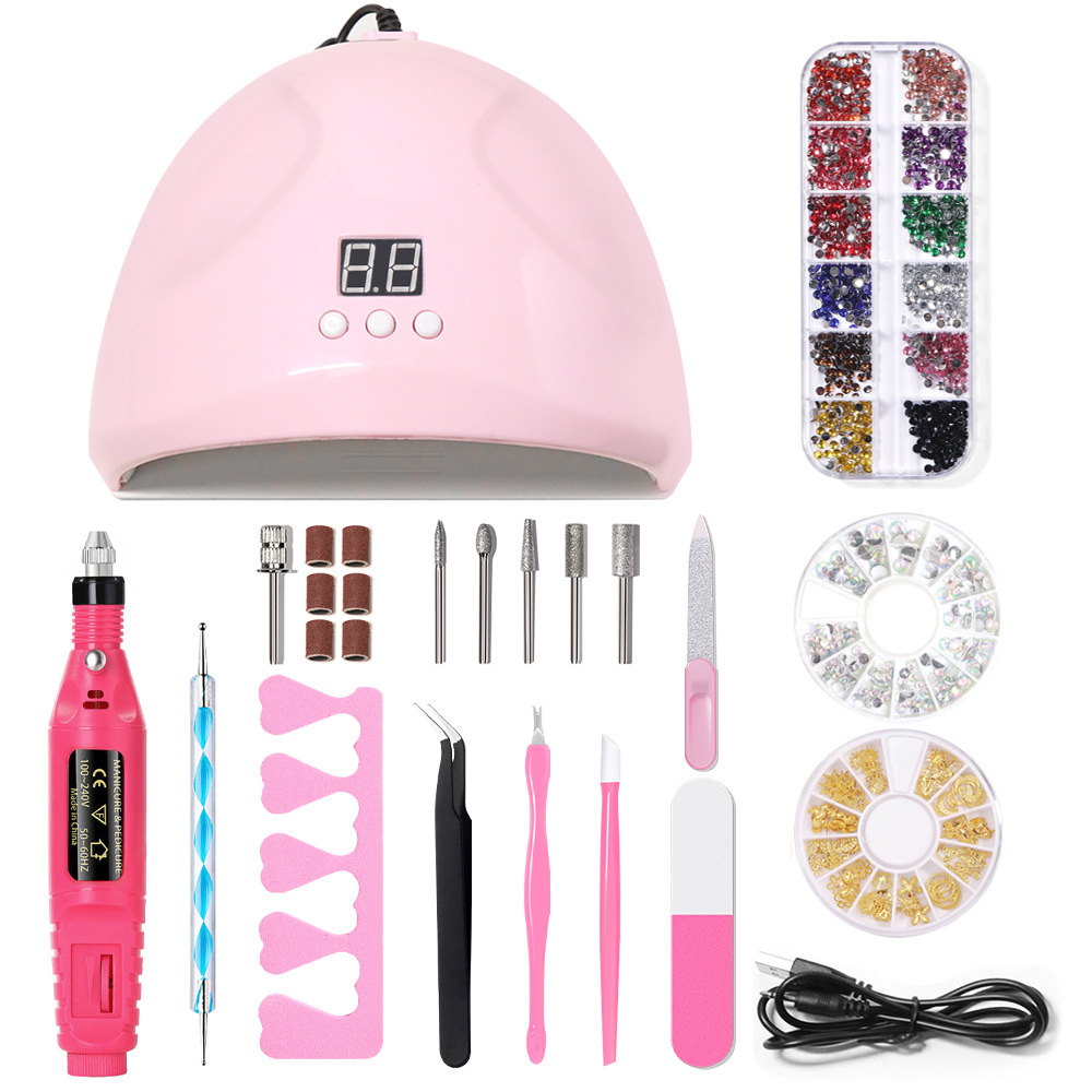 跨境新款美甲工具套装 美甲光疗机美甲灯套装 指甲打磨机美甲工具