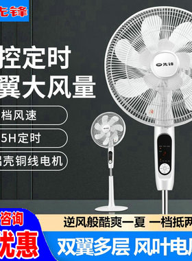 先锋电风扇DD1605落地扇FS40-16ER遥控定时家用双风叶智能大风量