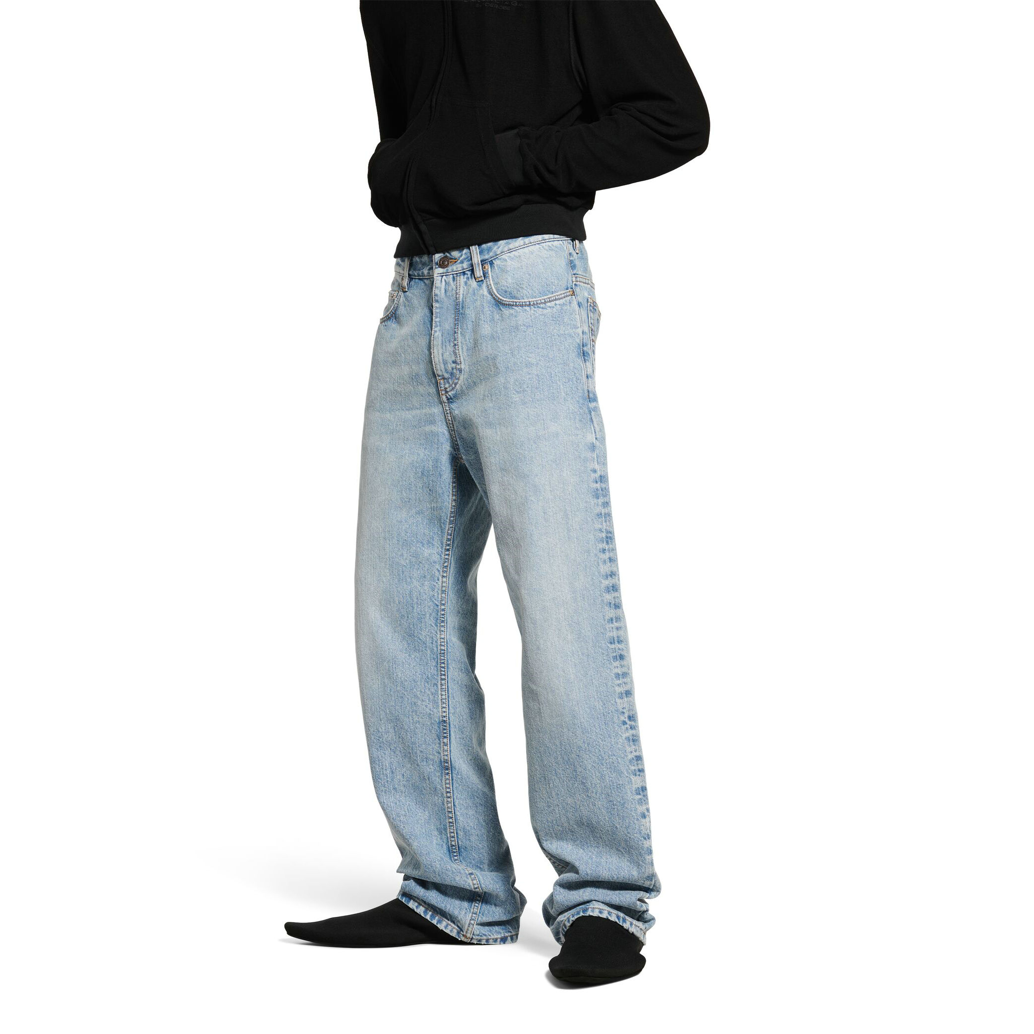 POPDADA基础水洗做旧宽松牛仔裤