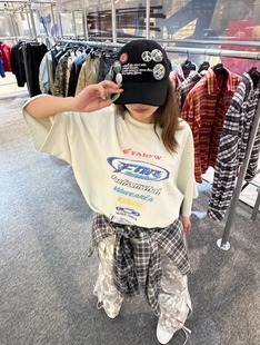 断码折扣FAR.ARCHIVE夏季新款标语弹幕LOGO字母宽松白色短袖T恤