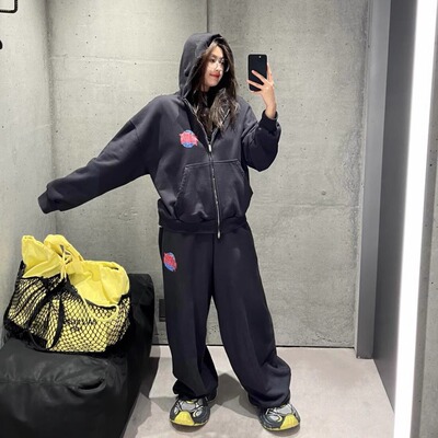 POPDADA高街休闲拉链连帽卫衣