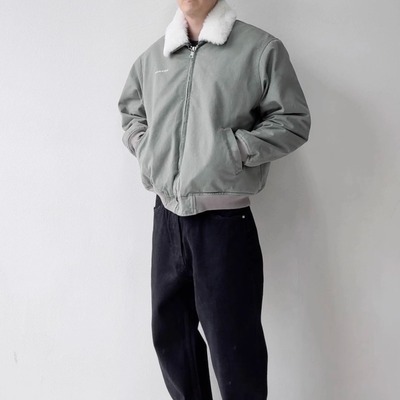 ASKYURSELF冬季宽松皮毛飞行夹克