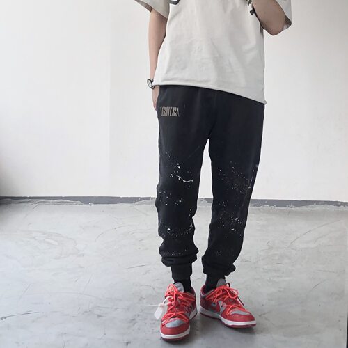 vintage泼墨直筒水洗高街卫裤