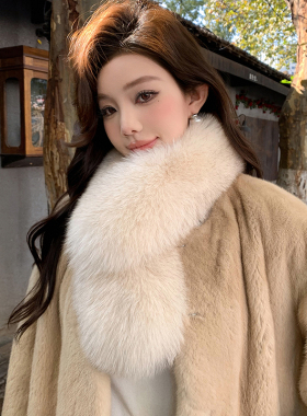 双面狐狸毛围巾女秋冬高级感韩版真毛獭兔毛可爱百搭女士毛领围脖