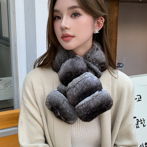 超柔软龙猫皮草围巾女冬季保暖