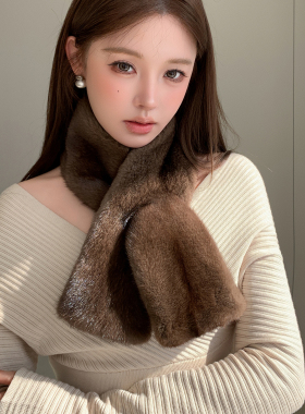 皇冠级奢华优雅哥本哈根女秋冬俏美奢华水貂天鹅绒双面整皮围巾