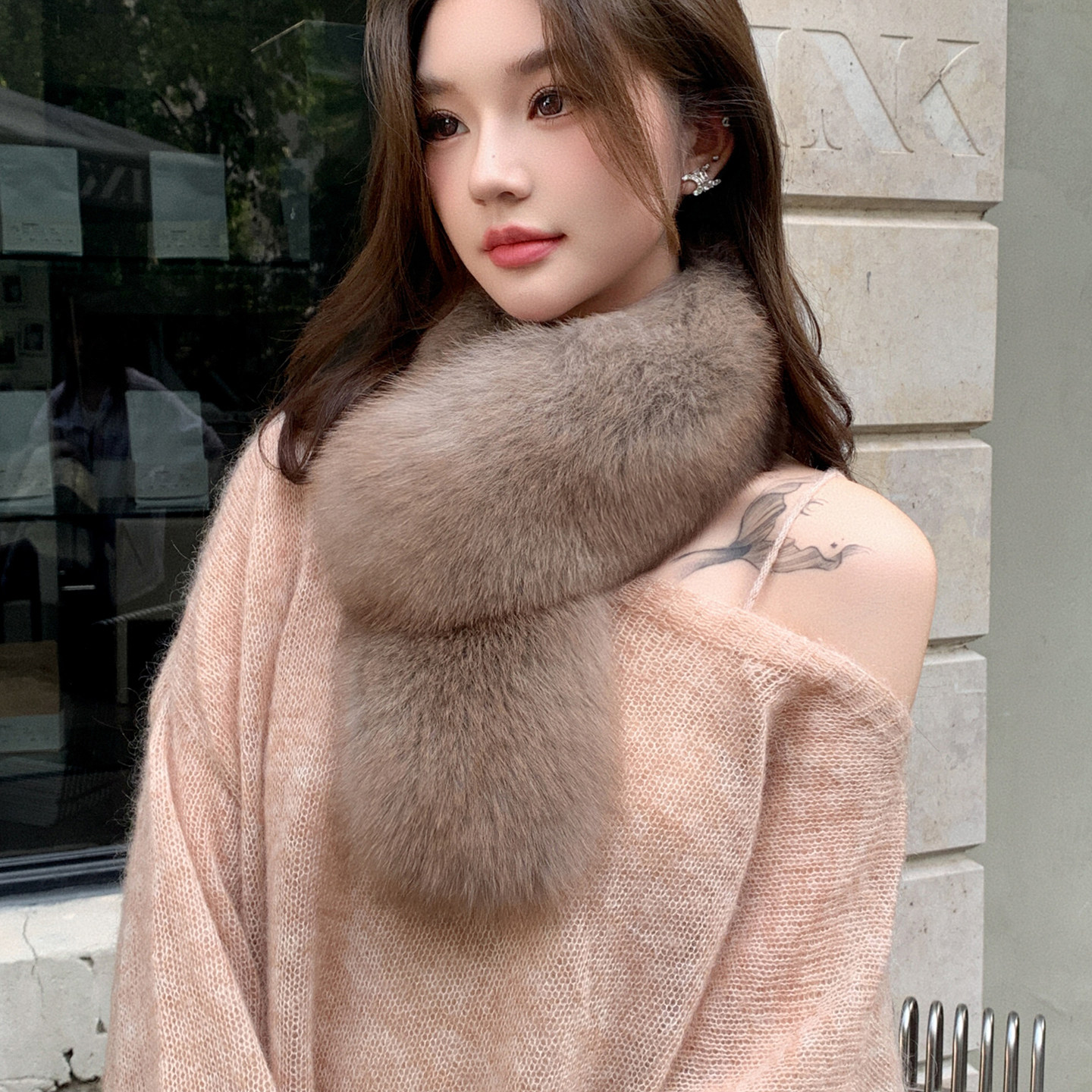 狐狸毛围巾整皮韩版保暖双面毛围脖獭兔毛内衬真毛毛领子冬季女