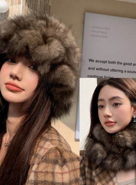 新款紫貂毛围巾皮草波浪脖套围脖弹力保暖秋冬女百搭真毛编织纯色