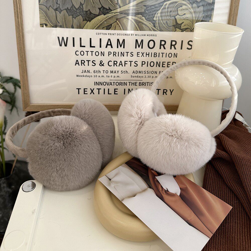 韩版整皮獭兔毛耳罩 男女儿童冬天保暖时尚耳套 皮草耳包暖耳耳捂