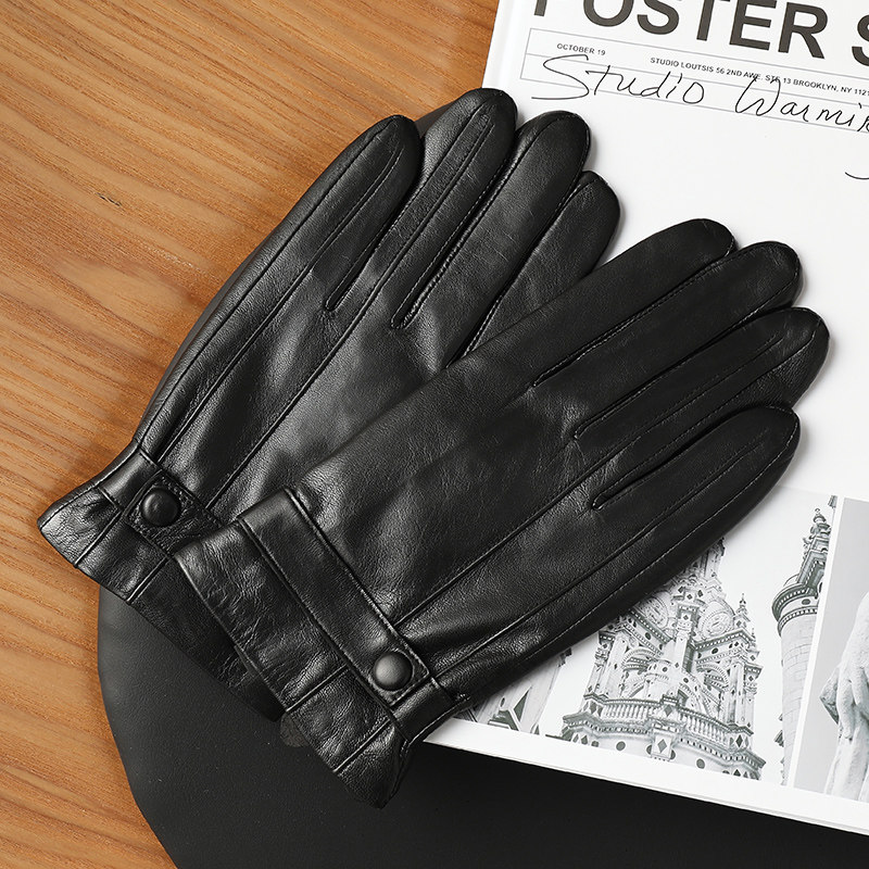 西班牙山羊皮手套男秋冬加厚保暖骑车摩托车真皮防水防风触屏加绒