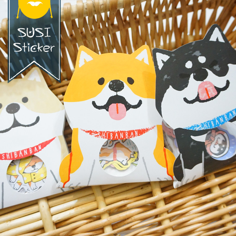 日本mw可爱柴犬狗狗贴纸手帐装饰