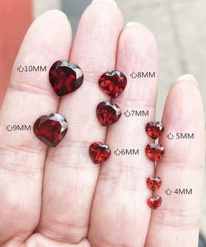 天然石榴石戒面裸石心形4MM--10MM石榴石配石