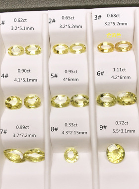 颜色闪亮天然黄色蓝宝石裸石彩色宝石定制18K金银戒指耳钉