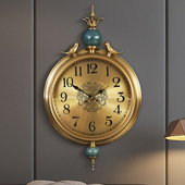 美式 复古挂钟欧式 奢华客厅镀铜北欧时尚 个性 艺术家用挂表装 饰钟表