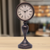 乡村桌面钟摆件创意台式 静音座钟美式 坐钟时钟表 复古立钟美式 欧式