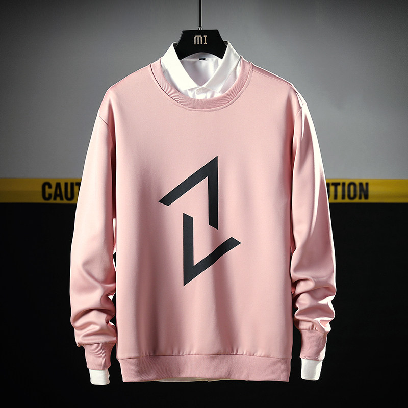New Autumn Dress Men's Long Sleeve T-shirt 2019 Korean Tide Fashion Leisure Autumn Pink T-shirt Sanitary Clothes Men