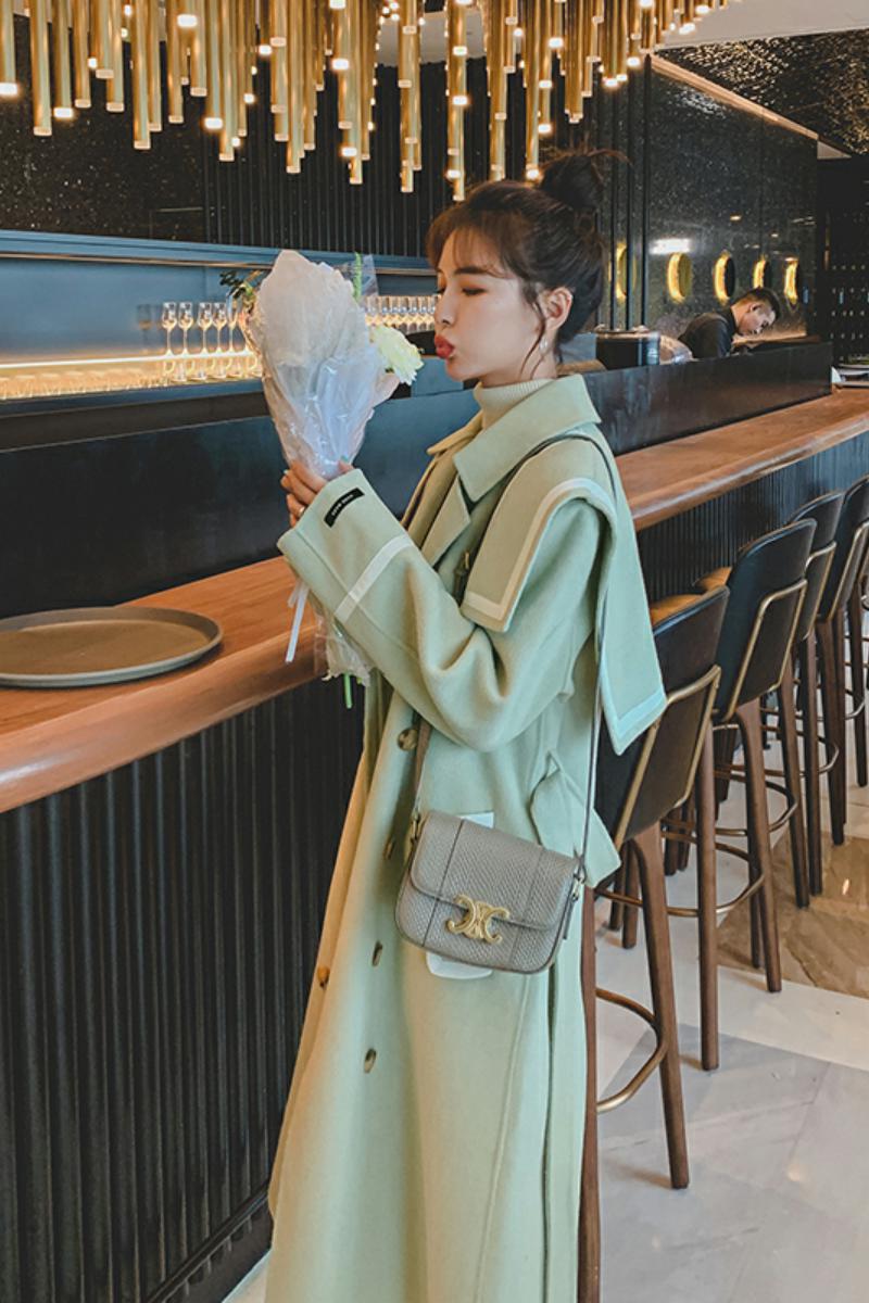 已出货226-K25-P1652022风衣式韩版修身毛呢外套女控价248,女装毛呢外套,惟卡贝娜