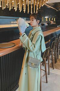 已出货226-K25-P165  2022风衣式韩版修身毛呢外套女 控价248图片